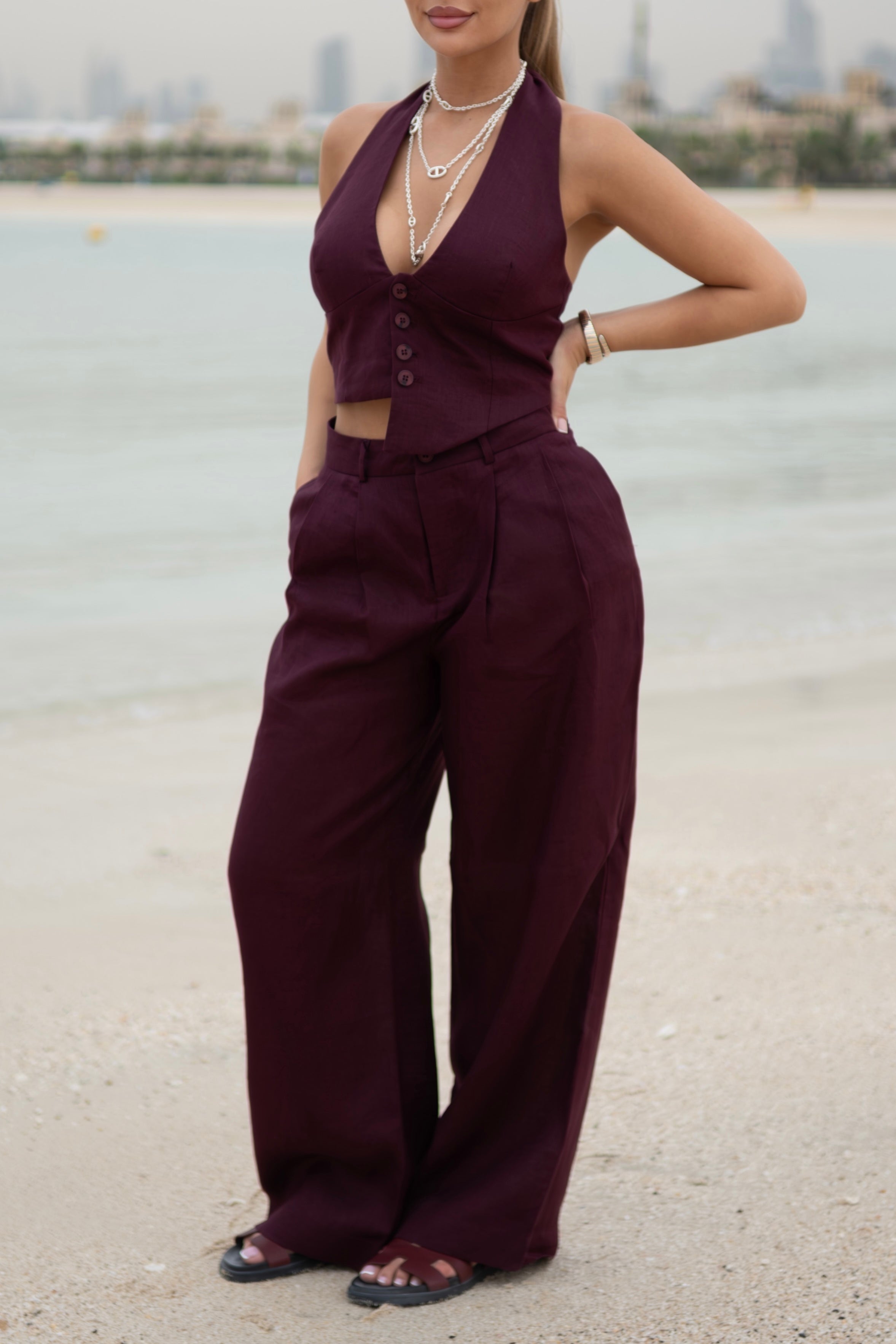 Merlot Linen Two-Piece