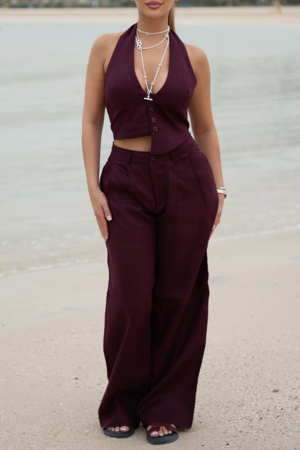 Merlot Linen Two-Piece