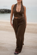 Mocha Linen Two-Piece