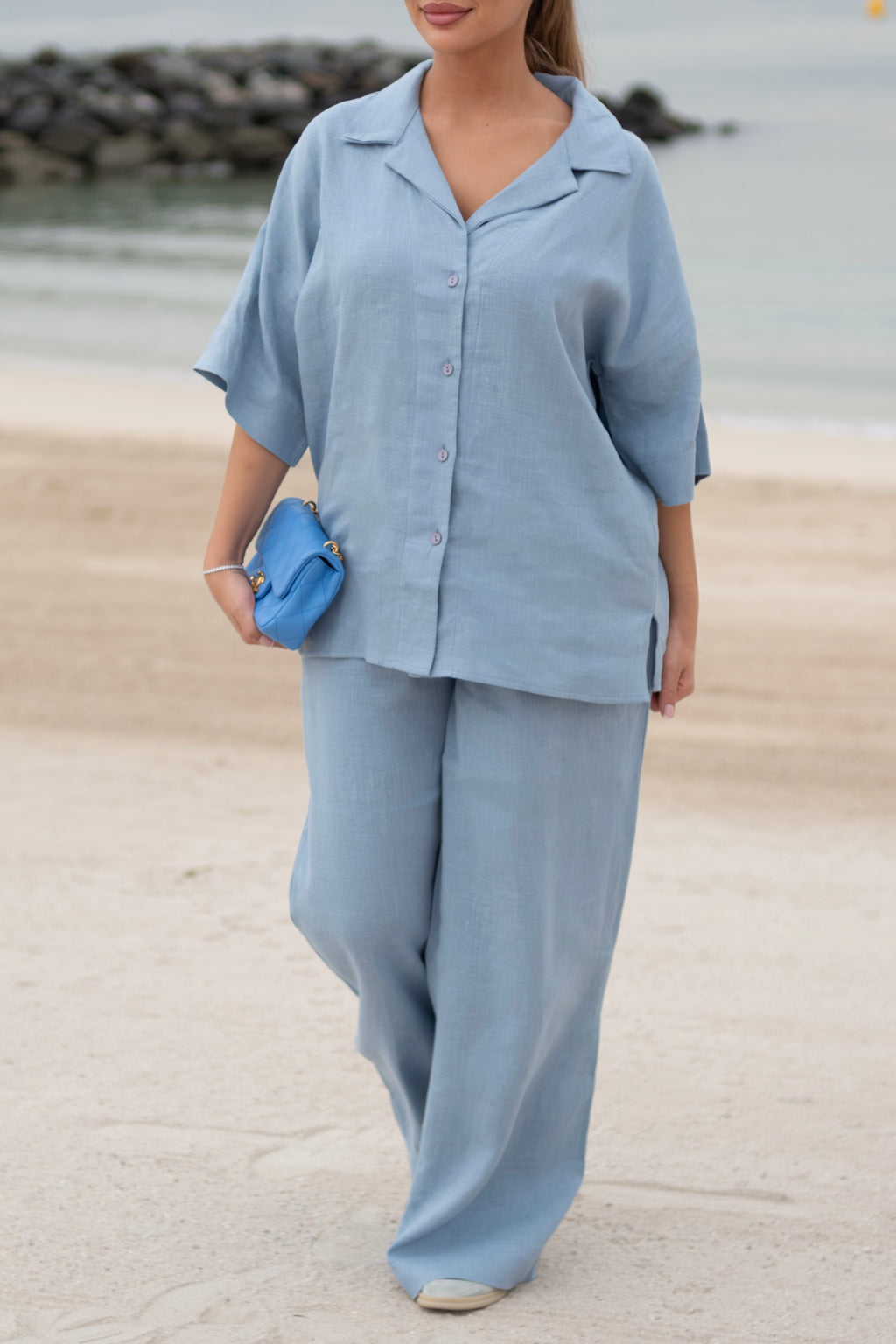 Azure Linen Two-Piece