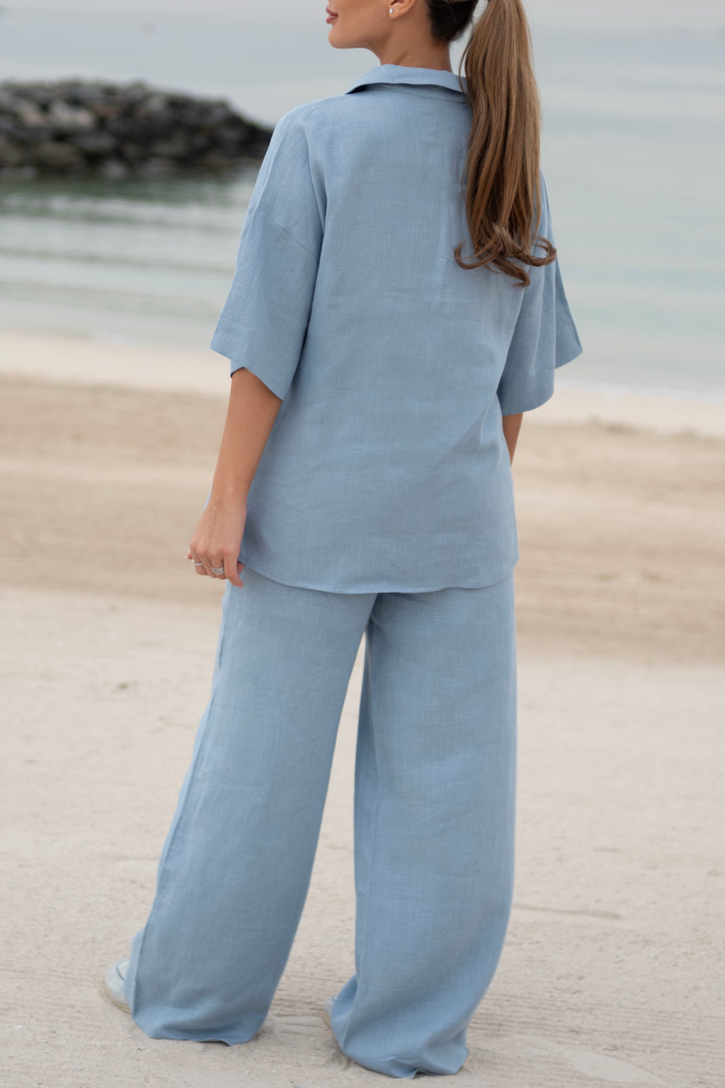 Azure Linen Two-Piece