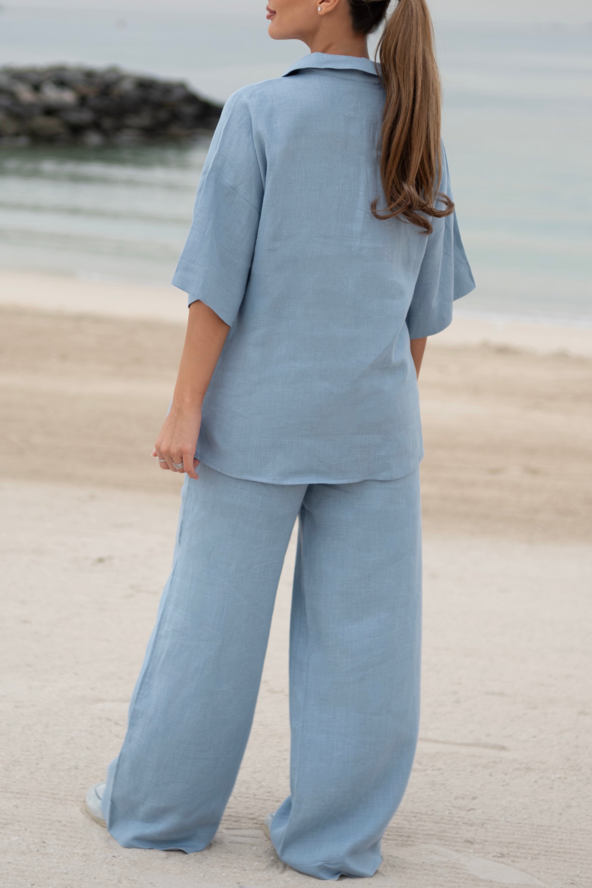 Azure Linen Two-Piece